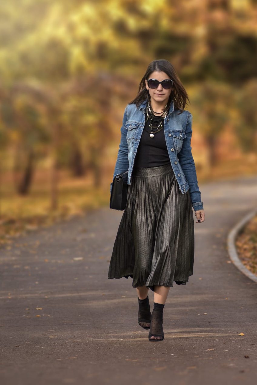 15 Ways To Wear A Denim Jacket With A Pleated Skirt  Styleoholic